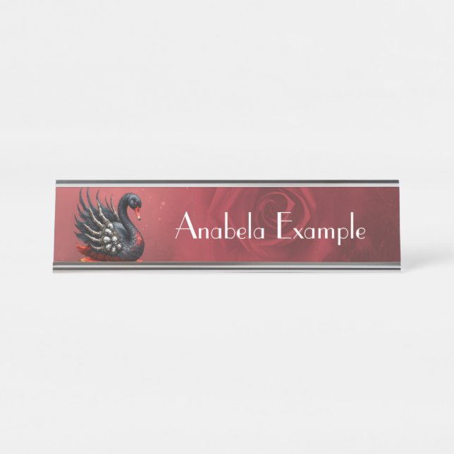 Placa De Nombre Cisne oscuro de huesos: elegancia gótica (Anverso)