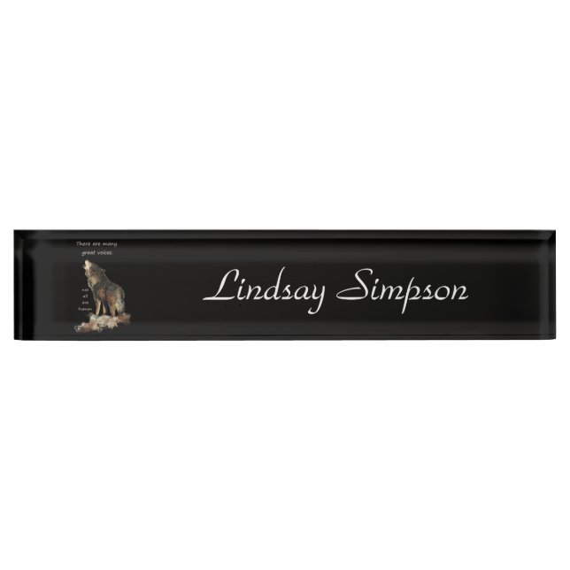 Placa De Nombre Cita Inspiradora del lobo de muchas grandes voces (Anverso)