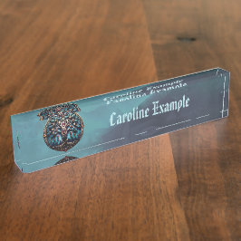 Placa De Nombre Ciudad a la sombra del lujoso árbol de la vida.