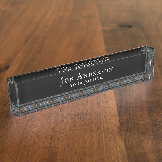Placa De Nombre Clan Anderson Tartan Plaid Pattern Scottish (Lateral)
