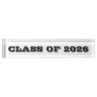 Placa De Nombre Clase de 2026 Clear Black Paperweight por Janz