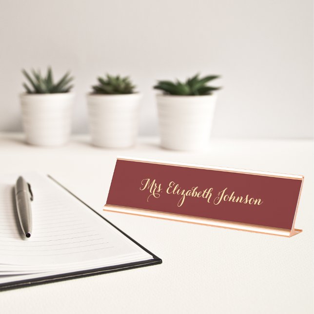 Placa De Nombre Clásica clase profesional elegante de la escuela d (Classy Professional Elegant Teacher School Class Desk Name Plate)