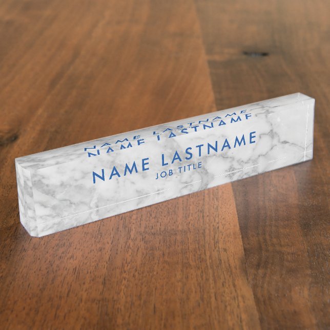 Placa De Nombre Clásico de mármol blanco de Carrara personalizado  (Lateral)