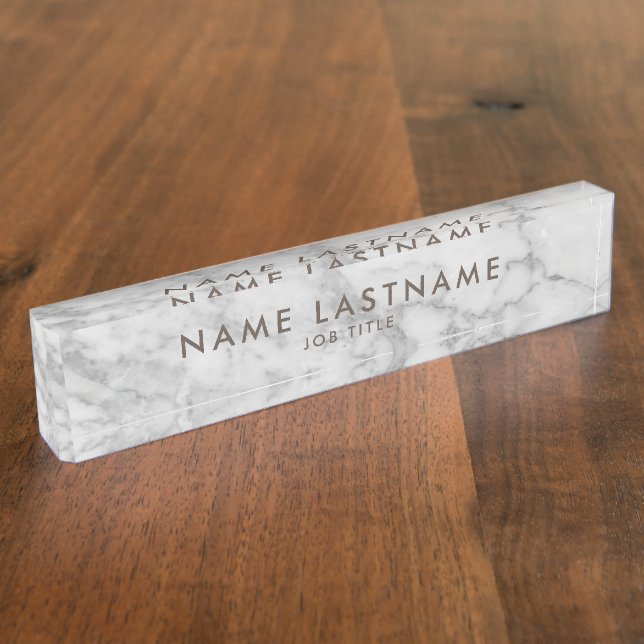 Placa De Nombre Clásico de mármol blanco de Carrara personalizado  (Lateral)