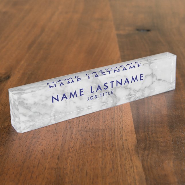Placa De Nombre Clásico de mármol blanco de Carrara personalizado  (Lateral)