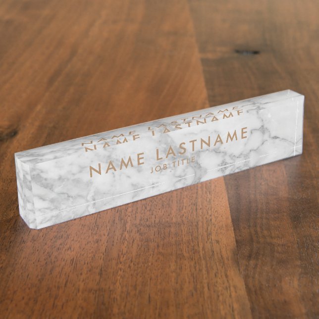 Placa De Nombre Clásico de mármol blanco de Carrara personalizado  (Lateral)