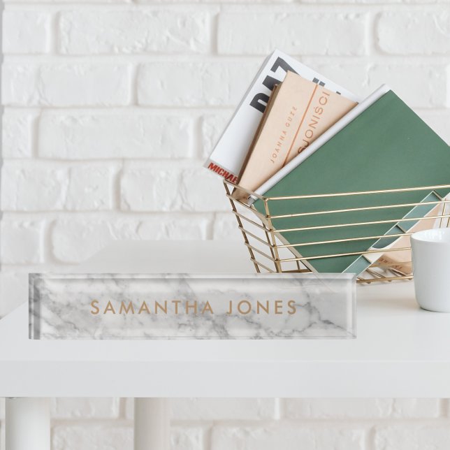 Placa De Nombre Clásico de oro de mármol blanco de Carrara persona (Subido por el creador)