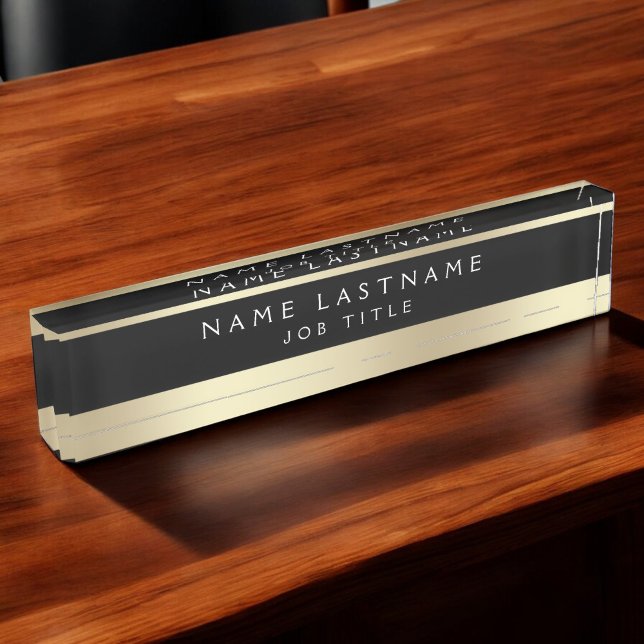 Placa De Nombre Clásico Ejecutivo Black Gold Profesional (Subido por el creador)