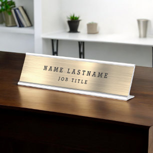 Placa De Nombre Clásico Moderno Ejecutivo Oro Profesional