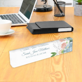 Placa De Nombre Clásico planificador de bodas azul ondulado