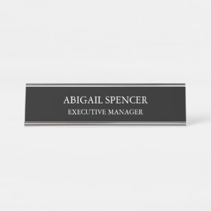 Placa De Nombre Clásico sencillo blanco negro profesional