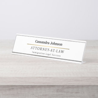 Placa De Nombre Clásico Tipo Faux Gold Line Law Abogado Legal Reg