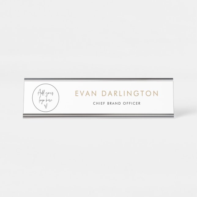 Placa De Nombre Classic Gold Business Logo Company Name Plate (Anverso)