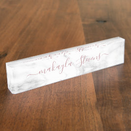 Placa De Nombre Classy Girly Luxury Marble Custom Name