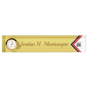 Placa De Nombre Classy PERRO JEFECITO (Tu Nombre) Fondo Dorado