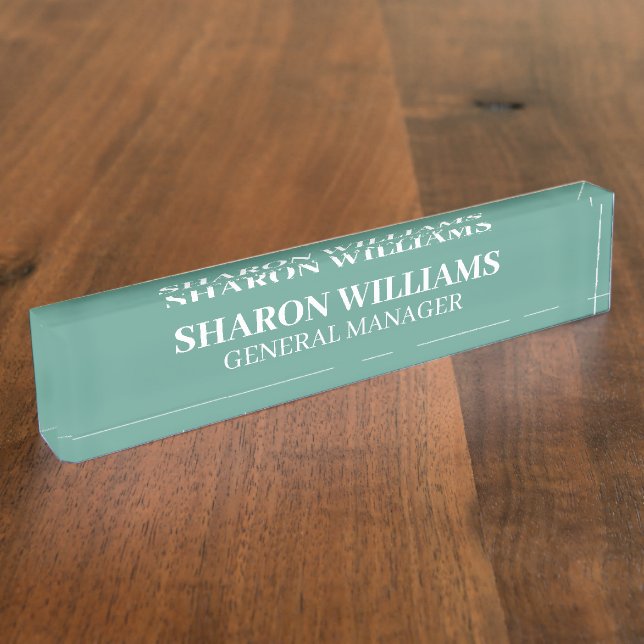 Placa De Nombre Classy Professional Teal Green Office Title Desk (Lateral)