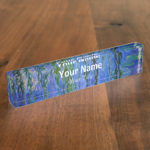 Placa De Nombre Claude Monet - Lilis de agua con sauce lloroso