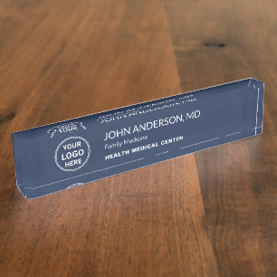 Placa De Nombre Clínica de atención médica Logo personalizado Navy