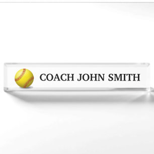 Placa De Nombre Coche blanco elegante del softball
