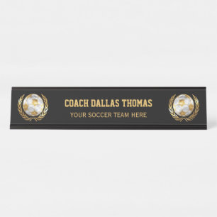 Placa De Nombre Coche del fútbol del oro
