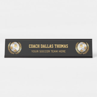 Placa De Nombre Coche del fútbol del oro