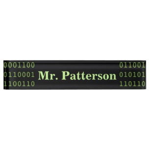 Placa De Nombre Código binario personalizado