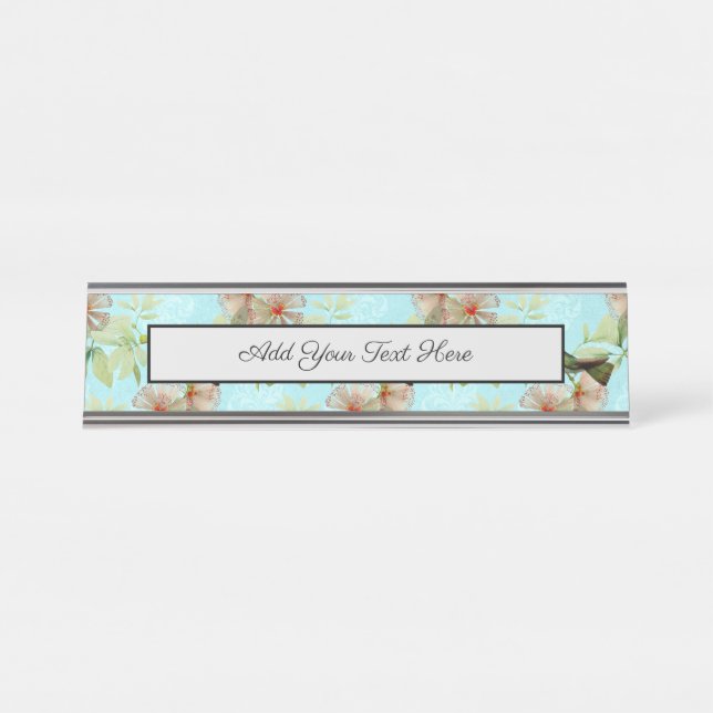 Placa De Nombre Colibrí Hoja Verde Primavera (Anverso)