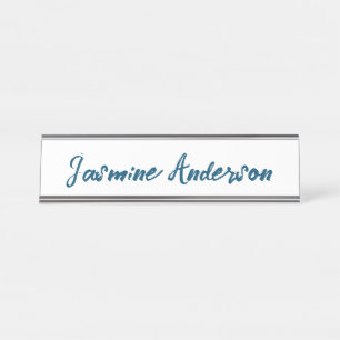 Placa De Nombre Color azul negrita Minimalista del océano