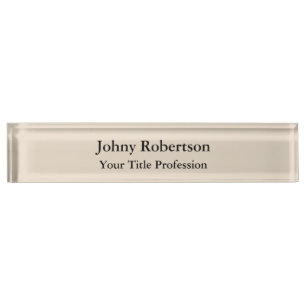 Placa De Nombre Color de almendra Plata Elegante Profesional Moder