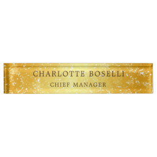 Placa De Nombre Color de oro profesional clásico minimalista