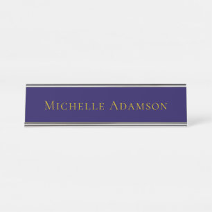 Placa De Nombre Color dorado y azul profesional liso moderno
