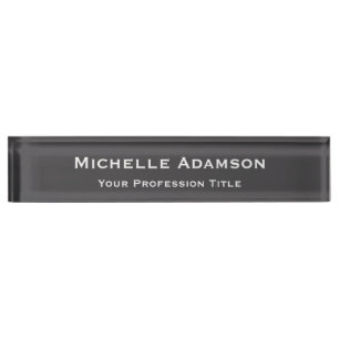 Placa De Nombre Color gris profesional Plata moderna