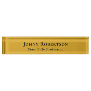 Placa De Nombre Color vara de oro Simple Elegante Profesional Mode