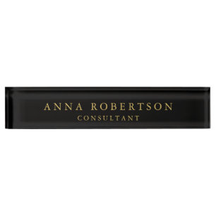 Placa De Nombre Colores de oro negro profesional Minimalista de mo