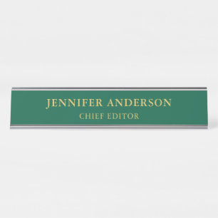 Placa De Nombre Colores de oro verde profesional moderna moderna d