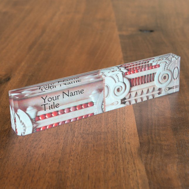 PLACA DE NOMBRE COLUMNA DE MÁRMOL ELEGANTE,DISEÑO INTERIOR AZUL RO (Lateral)