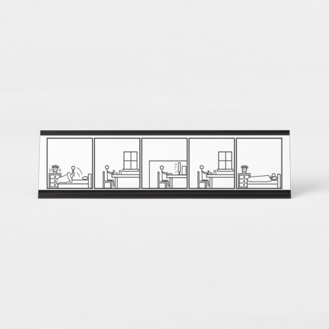 Placa De Nombre Comic del día de trabajo de Office (Anverso)