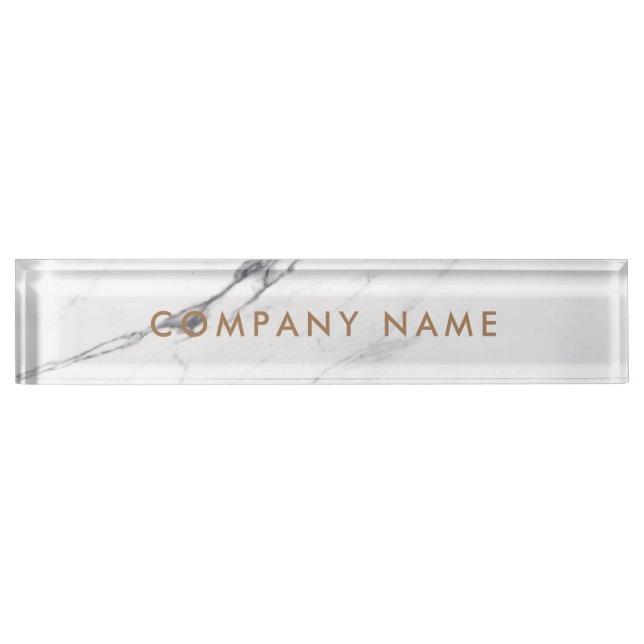 Placa De Nombre Compañía personalizada White Carrara Marble Classi (Anverso)