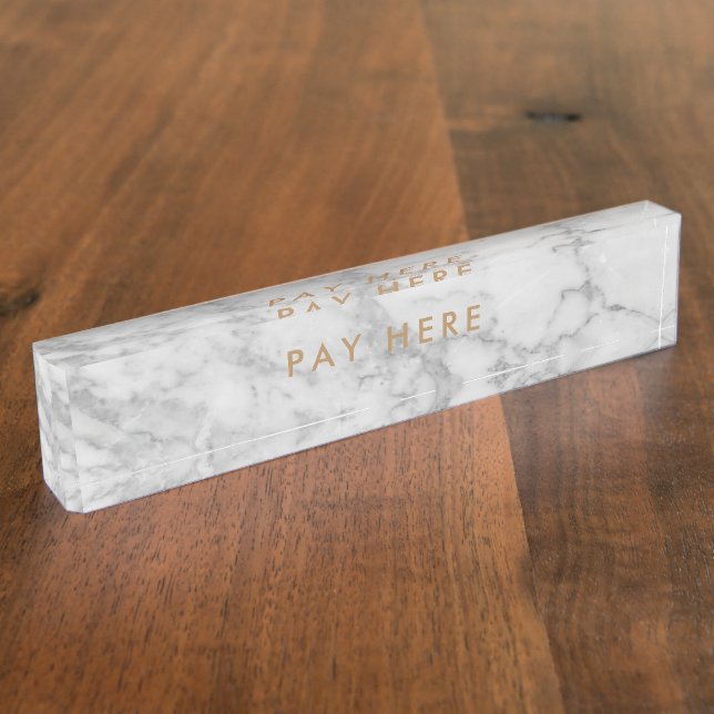 Placa De Nombre Comprar aquí White Carrara Marble Gold Moderno (Lateral)