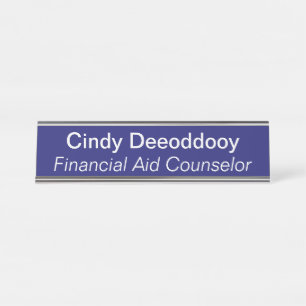 Placa De Nombre Consejero de Ayuda Financiera Azul