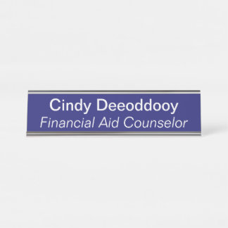 Placa De Nombre Consejero de Ayuda Financiera Azul