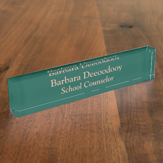 Placa De Nombre Consejero Escolar Acrílico Verde (Lateral)