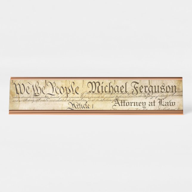 Placa De Nombre Constitución de Estados Unidos del abogado (Anverso)