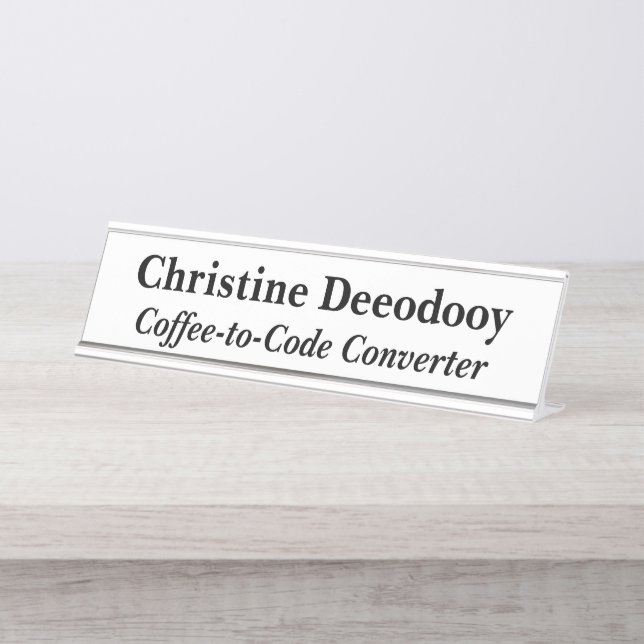 Placa De Nombre Convertidor de Café a Código Divertido Blanco para (Anverso)