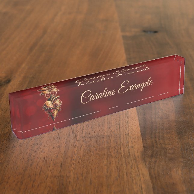 Placa De Nombre Corazón de amor y amor apasionado. (Lateral)