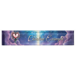 Placa De Nombre Corazón de Magia Silenciosa