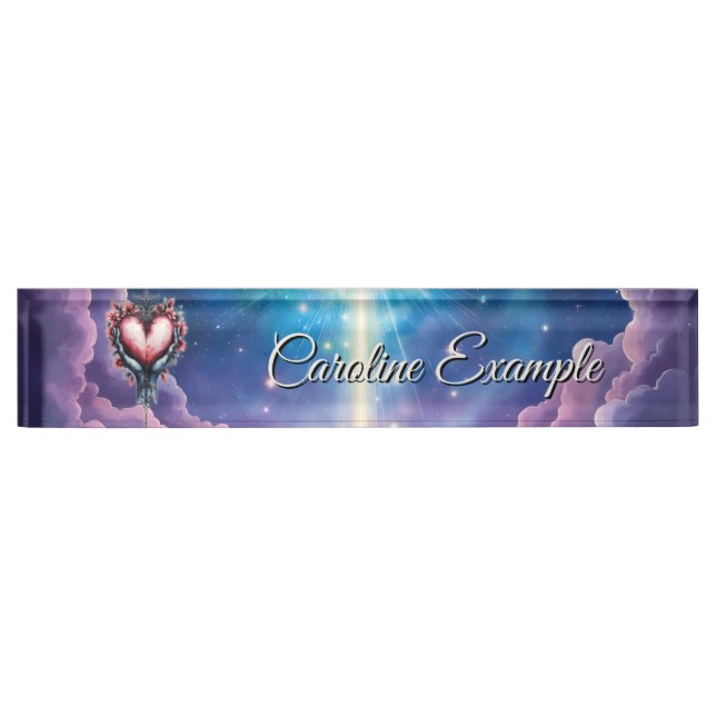 Placa De Nombre Corazón de Magia Silenciosa (Anverso)