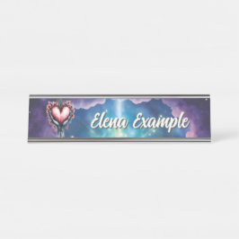 Placa De Nombre Corazón de Magia Silenciosa