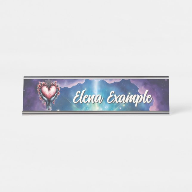 Placa De Nombre Corazón de Magia Silenciosa (Anverso)