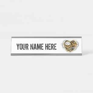 Placa De Nombre Corazón steampunk con manómetro